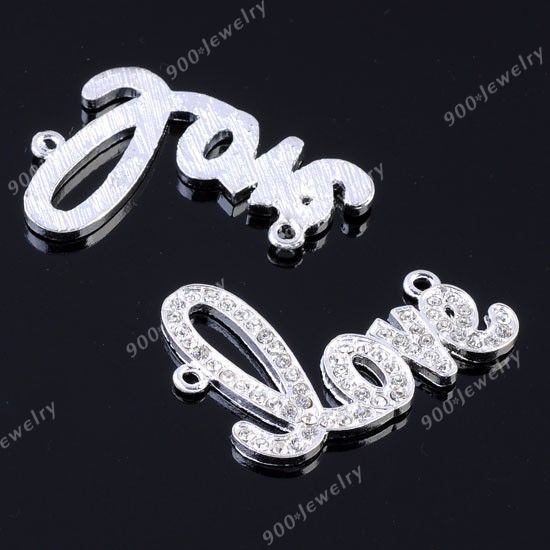   Crystal Connector Bracelet Charms Bead Sideways Curved Bling