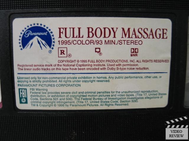 Full Body Massage VHS Mimi Rogers Bryan Brown 097368334533