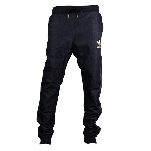 Mens Adidas Originals Cuffed Denim Blue Jeans Tracksuit Bottoms Pants 