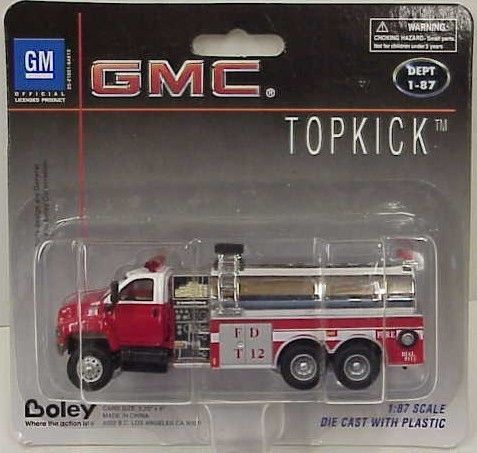 Boley Dept 1 87 062 GMC Tanker Fire Truck red white cab 3 axle silver 