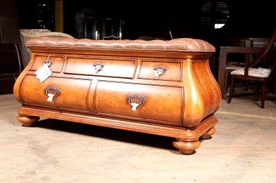 Thomasville Furniture Hemingway Leather Top Bombe Chest