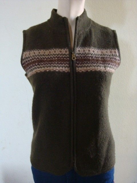 Bob Timberlake 100 Wool Green Fair Isle Vest Small