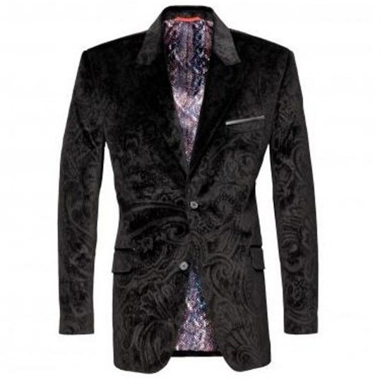 Robert Graham APSLEY(44) Tonel Paisley Floral Black Soft Velvet Blazer 