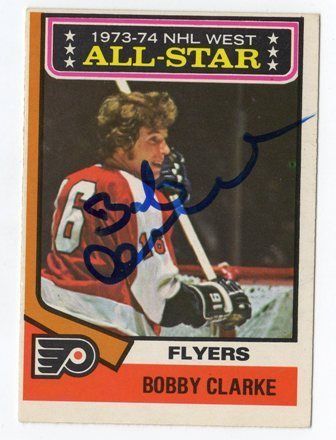 1974 75 O Pee Chee NHL Autograph Bobby Clarke as 135