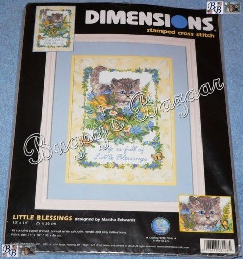    LITTLE BLESSINGS Cat Stamped Cross Stitch Sampler Kit M Edwards