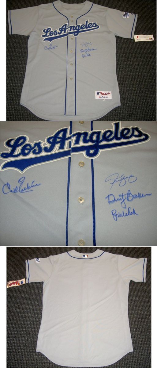 Carl Erskine Steve Yeager Dusty Baker Bob Welch Autograph Dodgers 