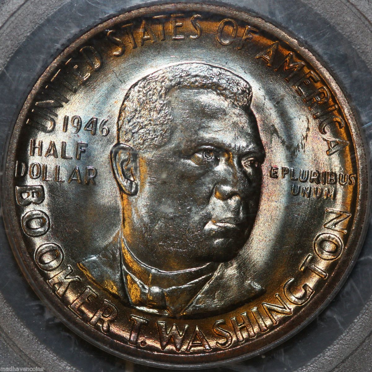 Toned 1946 Booker T Washington Half Dollar MS64