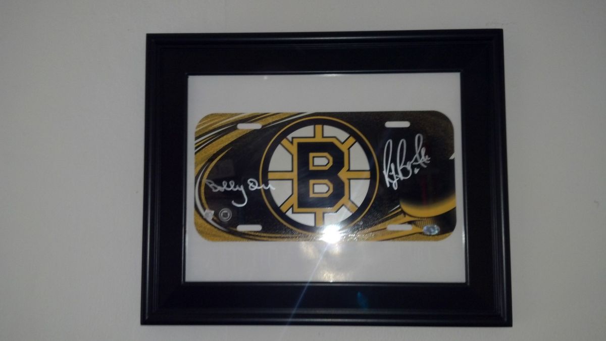 Ray Bourque Bobby Orr autographed license Plate framed w COA