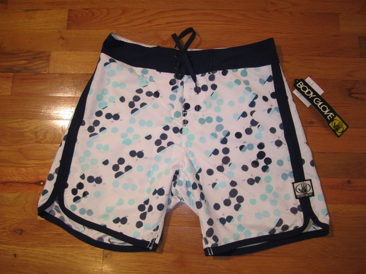 Body Glove Mens Blue and White Dot Surf Swim Board Shorts Size 38 