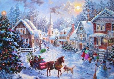 Artist Nicky Boehme Merry Christmas Village Greeting Card Envelope 
