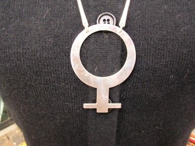 Vintage Soren Borup Denmark Modernist Sterling Necklace Female Symbol 