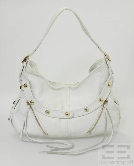 botkier white leather stirrup hobo bag