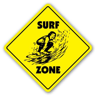 Surf Zone Sign Surfing Parking Surfer Wax Beach Gift Boogie Board 