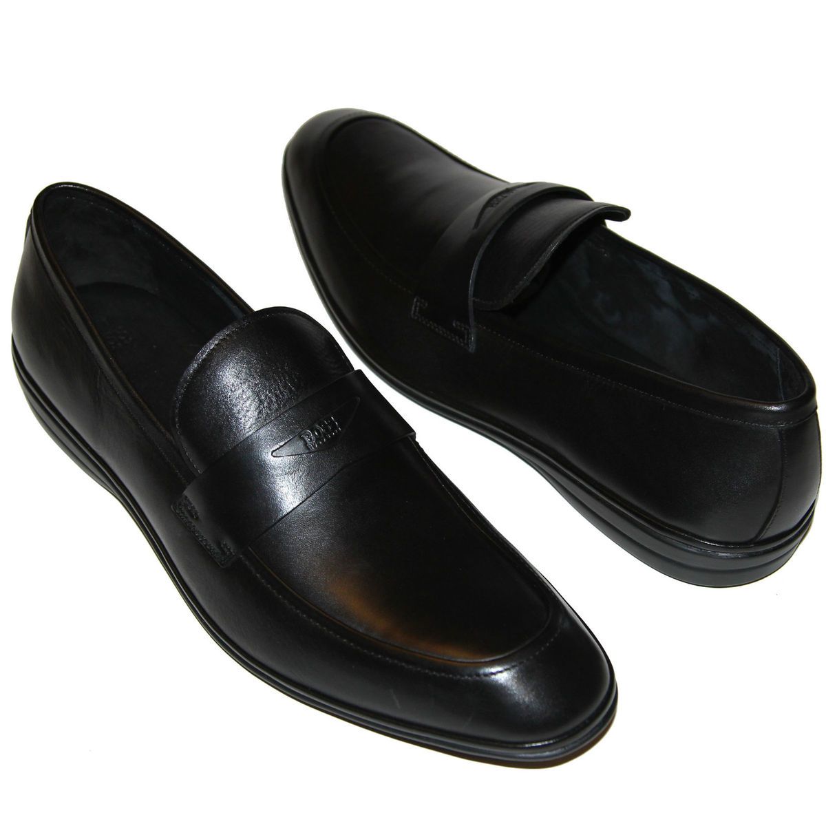 HUGO BOSS Black Penny Loafers Dress Shoes 12 45 UK 11 Mens Casual 12 5 