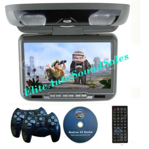 New 9 Gray Flip Down Overhead DVD Player Monitor USB