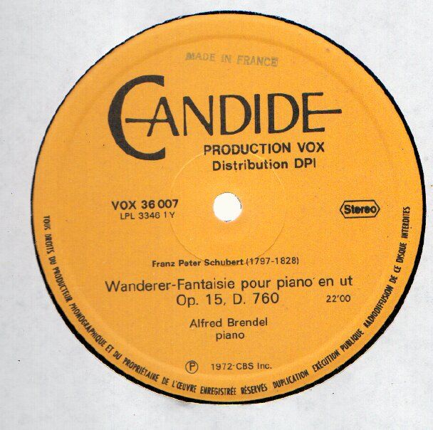 Alfred Brendel Michael Gielen Schubert Wanderer LP