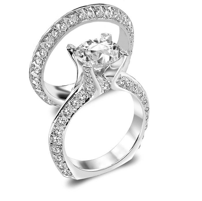   Round Engagement Ring Wedding Band Royal Bridal Set EGL USA 18K