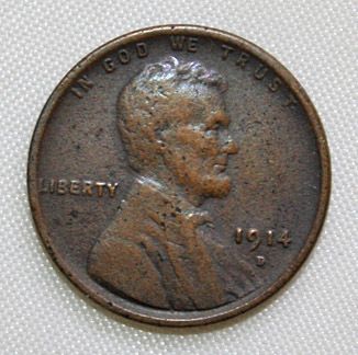  1914 D RARE Key Date Lincoln Cent Fine Condition