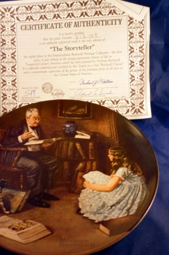   Rockwell The Storyteller Plate w Papers Bradford Exchange