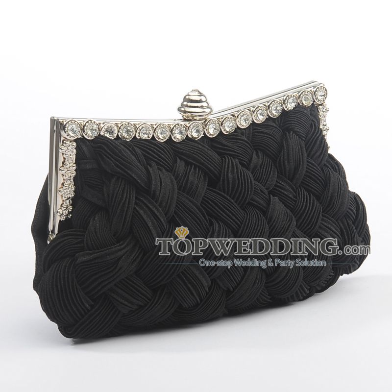   Satin Evening Clutch with Rhinestone Wedding Handbags