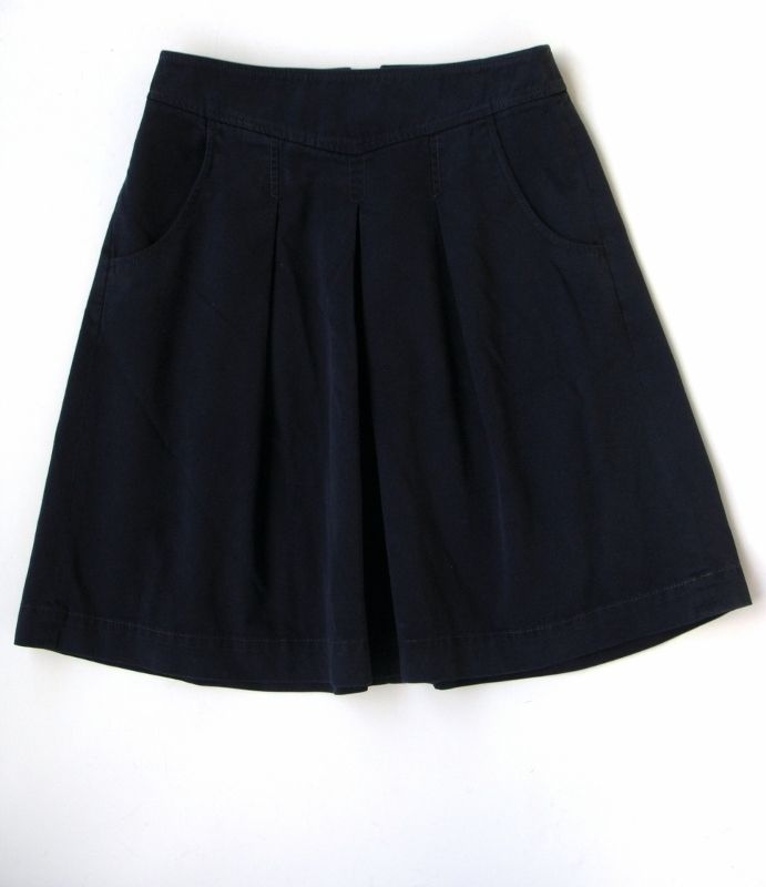    Weathered Classic Twill Pleated Navy Broken In Chino SKIRT Womens 2