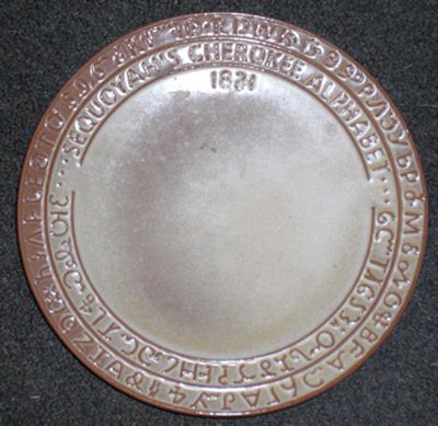 Frankoma Art Pottery #7FS Sequoyahs Cherokee Aplphabet Plate