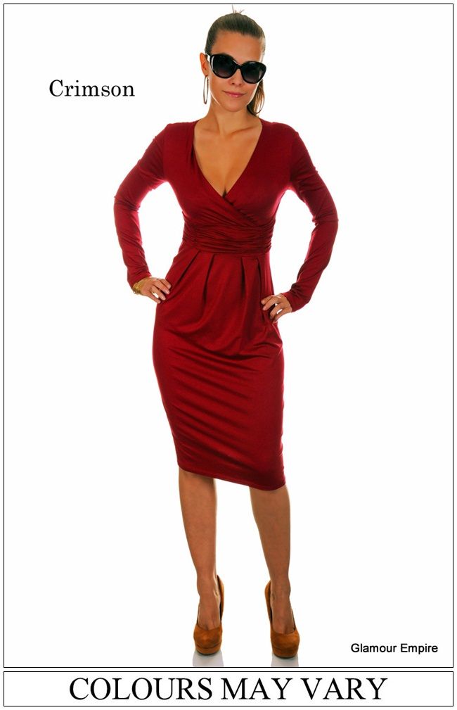 Sexy Long Sleeve Stretchy Jersey Dress ♥ Sizes 8 16 ♥ Made in 