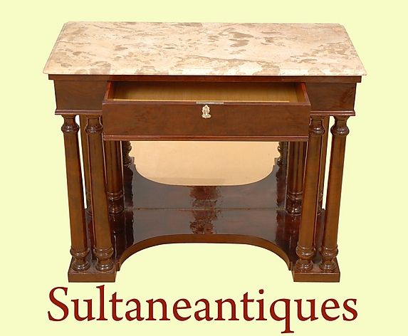 Elegant Biedermeier Style Walnut and Brescia Console