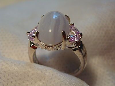 new avon blue lace agate sterling silver ring size 10  15 