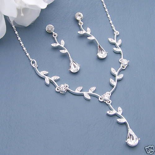 Bridal Tiara Wedding Bridesmaid Jewelry Necklace Set 74