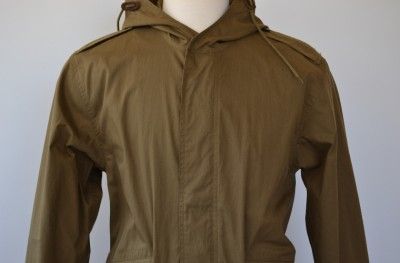 Burberry Brit Mens $750 Khaki Hooded Rain Coat Jacket Size XL