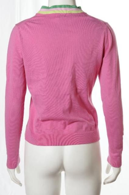 Lilly Pulitzer Bubblegum Pink Classic Preppy VNeck Sweater Pullover 