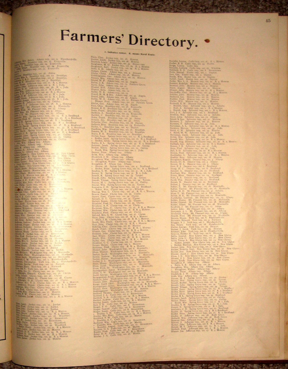 Green County Wisconsin Atlas Plat Book 1902 New Glarus Monroe Cheese 