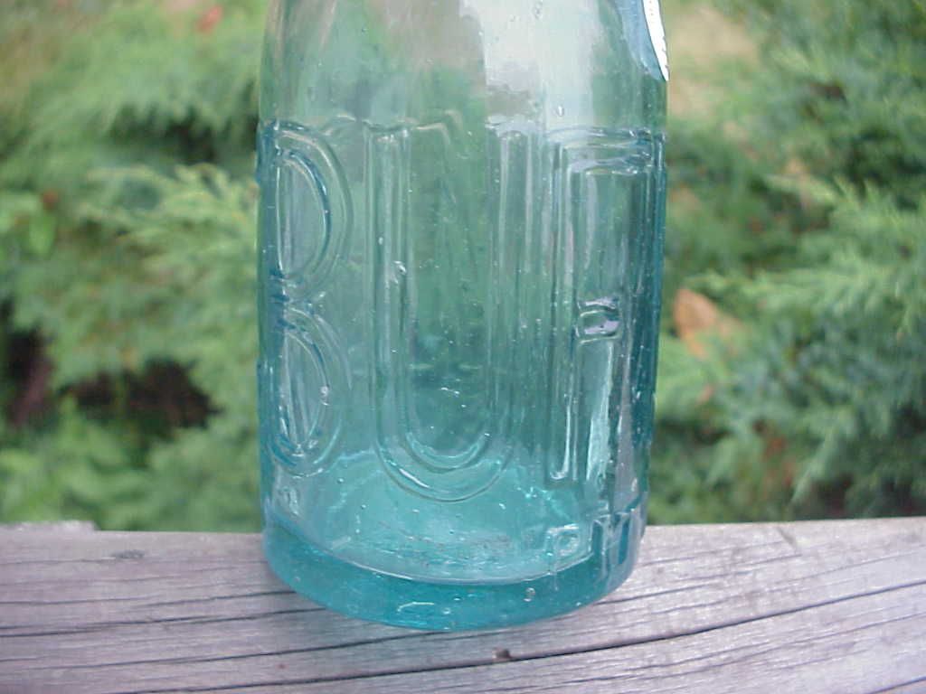 ICE BLUE AQUA J.C.BUFFUM BLOB SODA BLOCK LETTERS