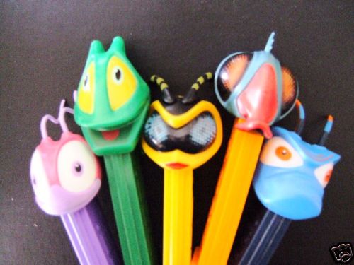 Original BUGZ pez Lot of 5 Loose Butterfly Bee Beetle Grasshopper Fly 