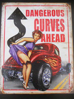 Dangerous Curves Ahead Saloon Tavern Pub Beer Game Room Decor Garage 