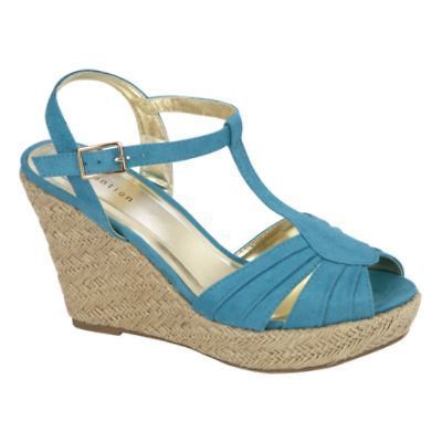 turquoise suede t strap wedge sandals size 7 5