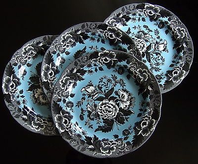   Garden Collection ‘British Flowers   Poppy’ PLATE dinner x4 AQUA