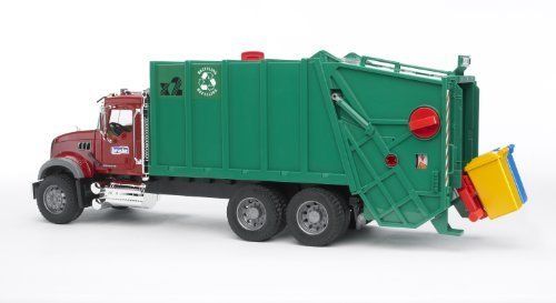 Bruder Toys Mack Granite Garbage Truck Ruby Red Green Realistic 