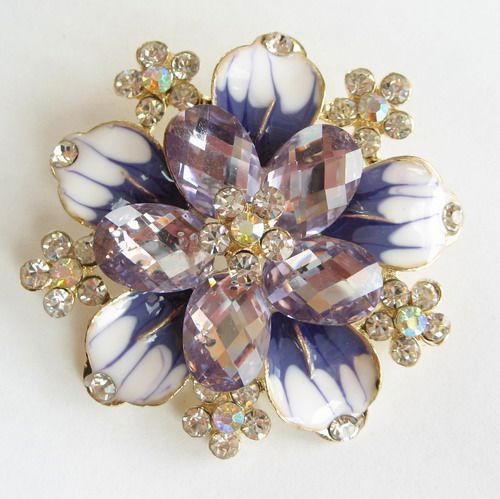 Vary Colors Big Swarovski Crystal Golden Flower Pin Brooch 1110 