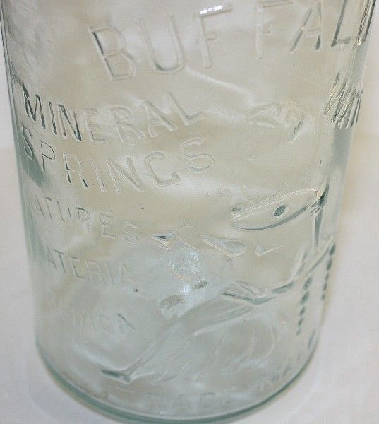 Vintage Buffalo Mineral Water Aqua Emb Bottle w Lady