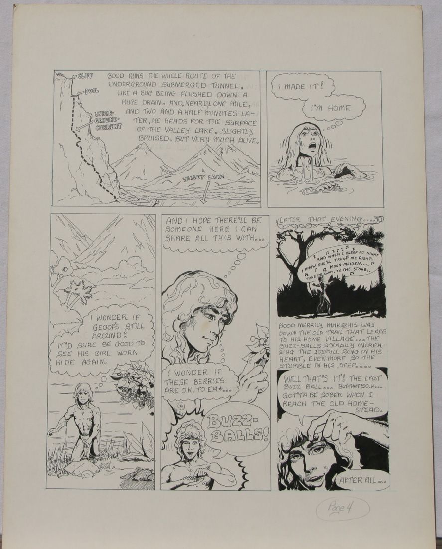 Budd Root Original Art Caveboy Cavewoman Early Work 1978 15 x 20 on 