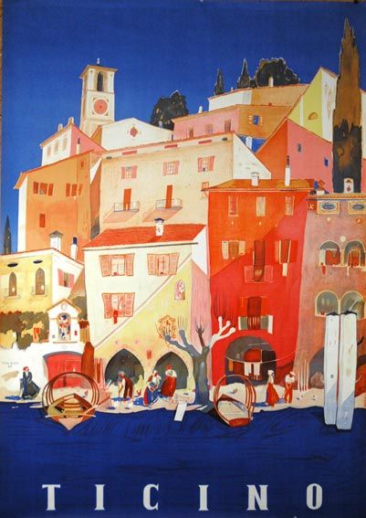 Ticino Daniel Buzzi Poster 1950 Original 39x55 Inches