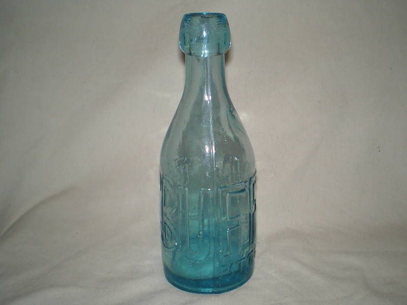 Blue Teal Pittsburgh Blob Top Soda Bottle J C Buffum