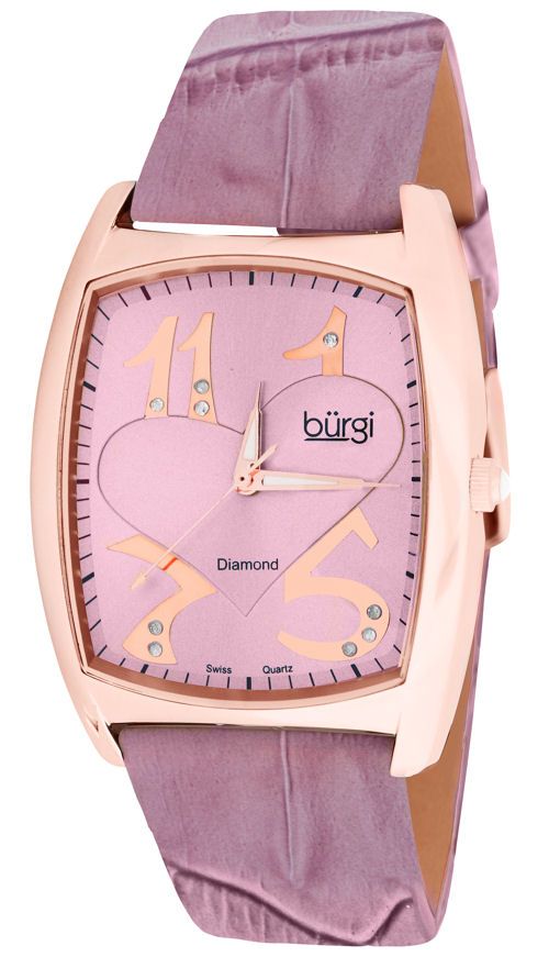 Burgi BUR036PU Heart O Diamonds Swiss Diamond Womans Watch