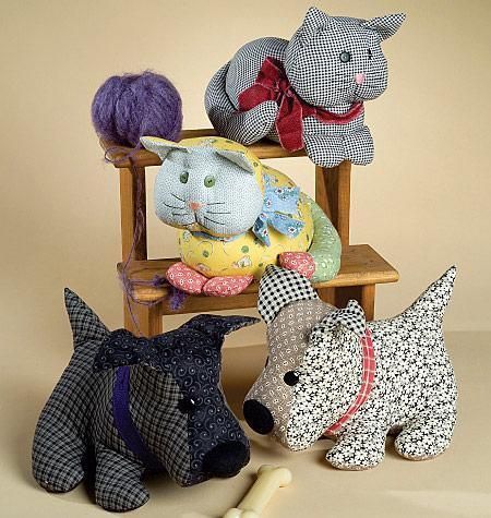 STUFFED CAT DOG CALICO PETS ANIMALS MCCALLS HELEN BEVERLIN PATTERN 