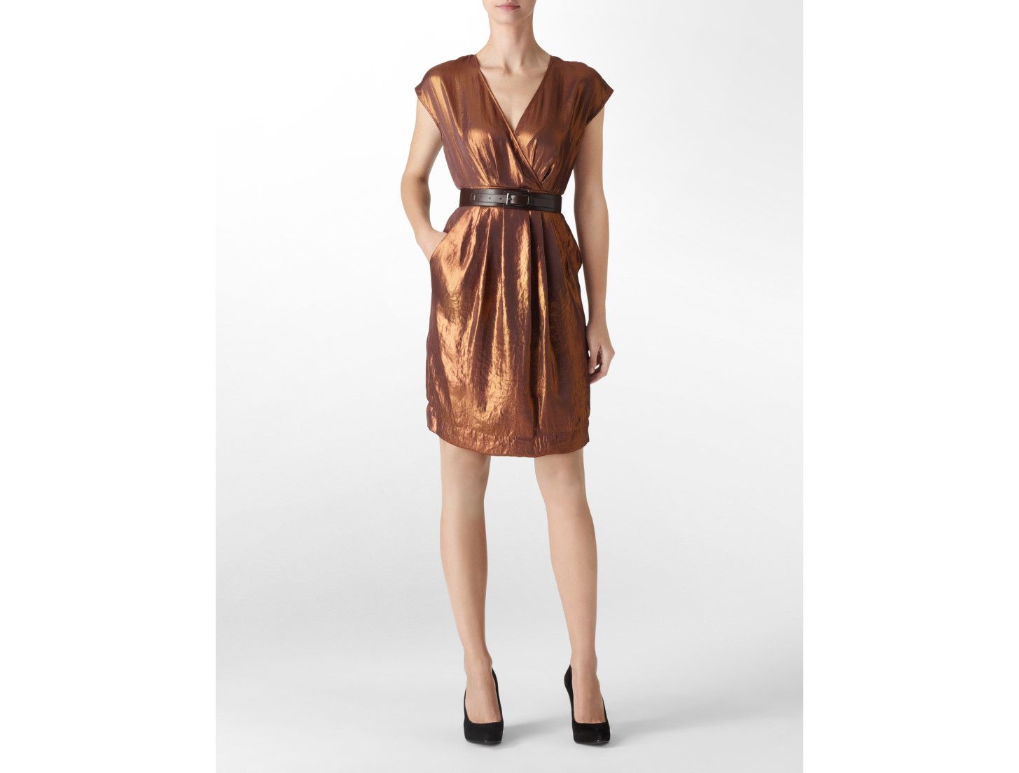  Calvin Klein Womens Metallic Shift Dress