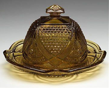 Collectible Amber Depression Glass Butter Dish Dishes