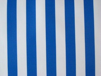 Royal Blue Cabana Stripe Vinyl Oilcloth Sew Fabric BTY