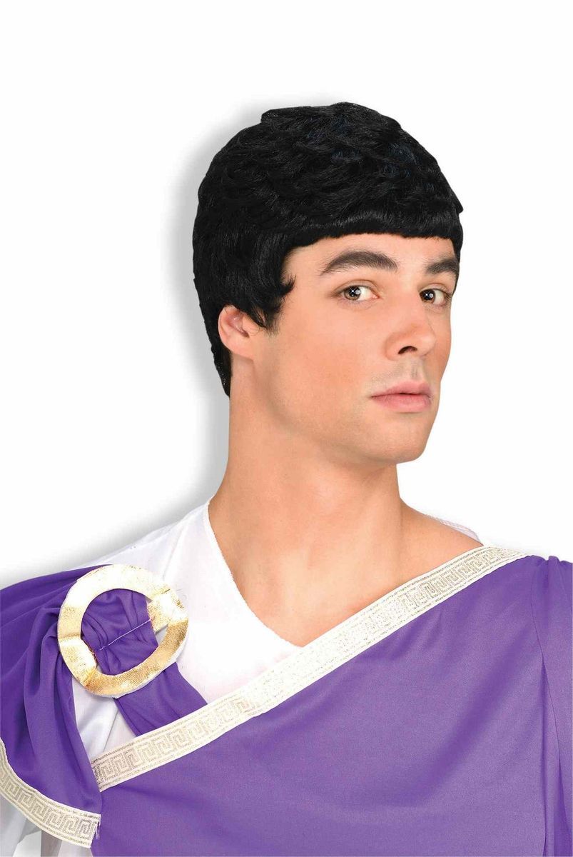 julius caesar wig black greek god mens roman costume accessory short 